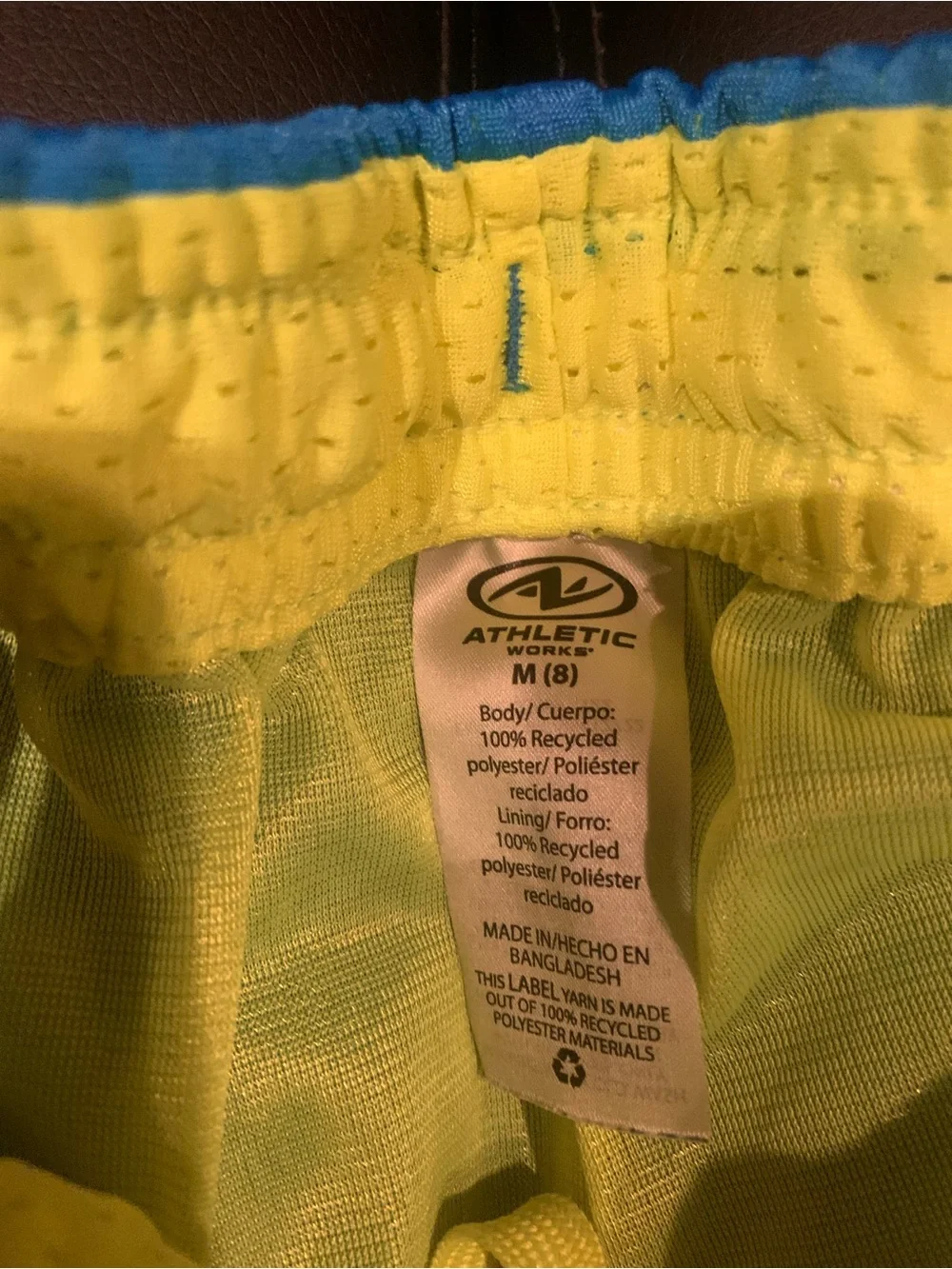 Athletic Works Light Blue Mesh Shorts with Yellow Drawstring